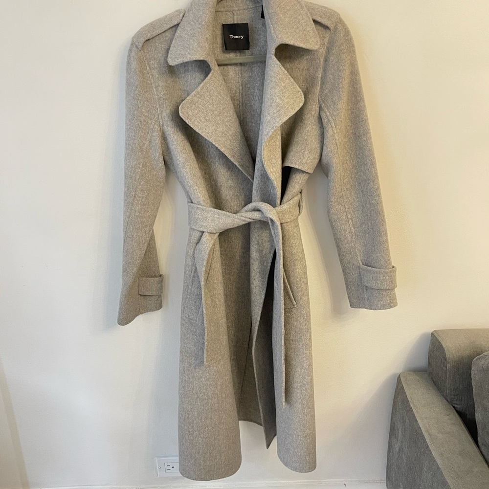 Theory Double-Face Wool-Cashmere Trench Coat
 size P